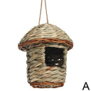 Handwoven straw bird nest with hanging rope for garden decor