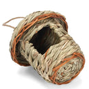 Handwoven straw bird nest with hanging rope for garden decor
