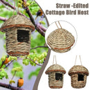Handwoven straw bird nest with hanging rope for garden decor