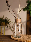 DecorBites™ Hanging Glass Vase with Hemp Rope - Rustic Home Decor