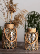 DecorBites™ Hanging Glass Vase with Hemp Rope - Rustic Home Decor