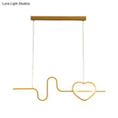 Modern gold heart line island pendant light fixture dining room