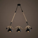 DecorBites™ Hemp Rope Antique Hanging Lamp Chandelier in Black - Ideal for Restaurants and Islands