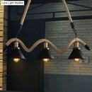 DecorBites™ Hemp Rope Antique Hanging Lamp Chandelier in Black - Ideal for Restaurants and Islands