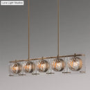 Brass Glass Five-Globe Ball Pendant Light