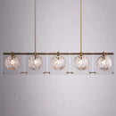 DecorBites™ Hexagon Glass Ball Pendant Lamp - 5-Head Island Light Fixture with Brass Finish
