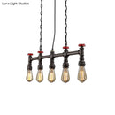 DecorBites™ Industrial 5-Head Iron Bare Bulb Island Lighting: Adjustable Ceiling Light Fixture for Dining Room with Pipe and Valve