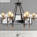 DecorBites™ Industrial 6-Light Clear Glass Globe Chandelier with Clock Detail - Modern Pendant Light for Living Room