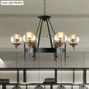DecorBites™ Industrial 6-Light Clear Glass Globe Chandelier with Clock Detail - Modern Pendant Light for Living Room