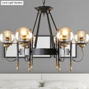 DecorBites™ Industrial 6-Light Clear Glass Globe Chandelier with Clock Detail - Modern Pendant Light for Living Room