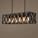 Industrial black iron pendant light rectangle frame dining room kitchen