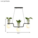 DecorBites™ Industrial Black Island Light Fixture with Opal Glass Globe Pendant and Clear Glass Pot - 3-Bulb