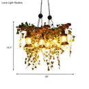 DecorBites™ Industrial Black Metal Lantern Island Light - 8-Lights Hanging Lamp with Plant Decoration