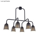 DecorBites™ Industrial Black Metal Pendant Light with 6 Mesh Bell Shades and Island Style