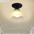 DecorBites™ Industrial Black Semi Flush Ceiling Light with Milky Glass Shade – Perfect for Gallery