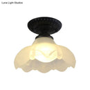 DecorBites™ Industrial Black Semi Flush Ceiling Light with Milky Glass Shade – Perfect for Gallery