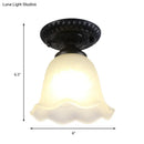 DecorBites™ Industrial Black Semi Flush Ceiling Light with Milky Glass Shade – Perfect for Gallery