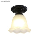 DecorBites™ Industrial Black Semi Flush Ceiling Light with Milky Glass Shade – Perfect for Gallery