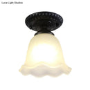 DecorBites™ Industrial Black Semi Flush Ceiling Light with Milky Glass Shade – Perfect for Gallery