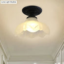 DecorBites™ Industrial Black Semi Flush Ceiling Light with Milky Glass Shade – Perfect for Gallery