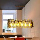 DecorBites™ Industrial Cage Metal Pendant Light with Green Imitation Leaf for Dining Room