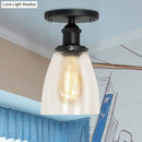 DecorBites™ Industrial Clear Glass Cone Semi-Flush Light in Black for Living Rooms