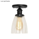 DecorBites™ Industrial Clear Glass Cone Semi-Flush Light in Black for Living Rooms