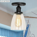 DecorBites™ Industrial Clear Glass Cone Semi-Flush Light in Black for Living Rooms