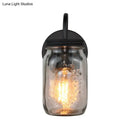 Industrial black jar shade clear glass wall lamp bedroom light