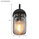 Industrial black jar shade clear glass wall lamp bedroom light