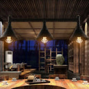 DecorBites™ Industrial Cone Pendant Light - 3-Light Black Wrought Iron Hanging Lamp for Dining Room