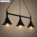 DecorBites™ Industrial Cone Pendant Light - 3-Light Black Wrought Iron Hanging Lamp for Dining Room