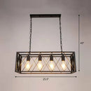 DecorBites™ Industrial Cross Framed Pendant Light in Black for Dining Room - Iron Hanging Island Light