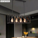 DecorBites™ Industrial Cross Framed Pendant Light in Black for Dining Room - Iron Hanging Island Light