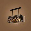 DecorBites™ Industrial Cross Framed Pendant Light in Black for Dining Room - Iron Hanging Island Light