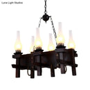 Industrial black frosted glass chandelier – dining room 110v-120v light