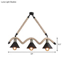 DecorBites™ Industrial Hemp Pendant Lamp - Black/Brown, Wavy Design, 3 Heads