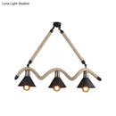DecorBites™ Industrial Hemp Pendant Lamp - Black/Brown, Wavy Design, 3 Heads