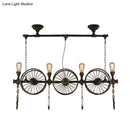 Industrial black iron wheel hanging light fixture for living room