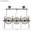 Industrial black iron wheel hanging light fixture for living room