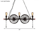 Industrial black iron wheel hanging light fixture for living room