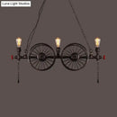 Industrial black iron wheel hanging light fixture for living room