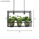 DecorBites™ Industrial Iron Island Lamp with 3 Pendant Lights and Glass Plant Pot