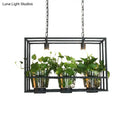 DecorBites™ Industrial Iron Island Lamp with 3 Pendant Lights and Glass Plant Pot