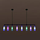 Industrial iron pipe multi-color bottle pendant light dining room