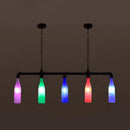 Industrial iron pipe multi-color bottle pendant light dining room