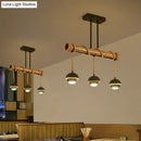 DecorBites™ Industrial Linear Chandelier with Bamboo Tube and Rope, 2/3/6 Bulbs, Black Iron Pendant Lamp - Warm/White Light