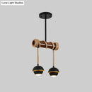 DecorBites™ Industrial Linear Chandelier with Bamboo Tube and Rope, 2/3/6 Bulbs, Black Iron Pendant Lamp - Warm/White Light