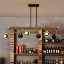 DecorBites™ Industrial Linear Chandelier with Bamboo Tube and Rope, 2/3/6 Bulbs, Black Iron Pendant Lamp - Warm/White Light