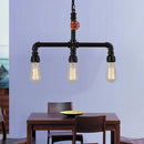 DecorBites™ Industrial Metal 3-Head Hanging Light with Red Valve Decor - Water Pipe Restaurant Island Lamp